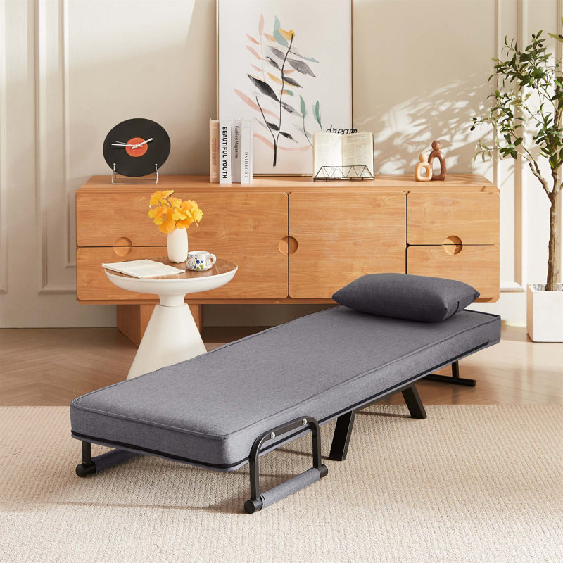 Chaise pliante, canapé-lit convertible Comfy, lit pliant 5 en 1 avec dossier et coussin réglables à 5 positions, chaises simples au sol, futon douillet pour les petits espaces, bureau (gris clair)