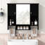 Armoire de rangement murale moderne 35 po x 28 po, armoire de salle de bain murale avec miroir, armoire à pharmacie avec barre à serviettes-1059095393