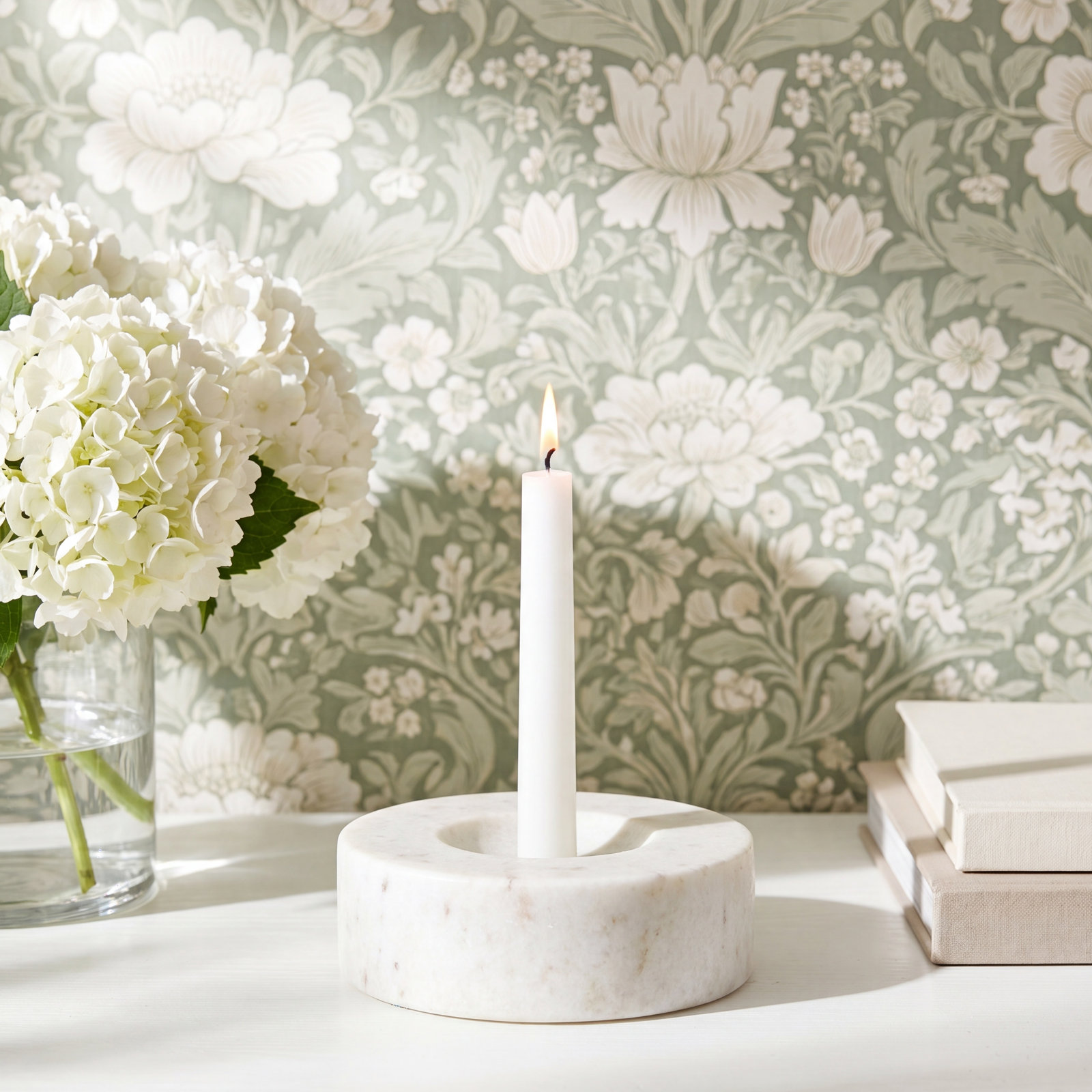 Matheson Genuine Marble Tealight Holder, White