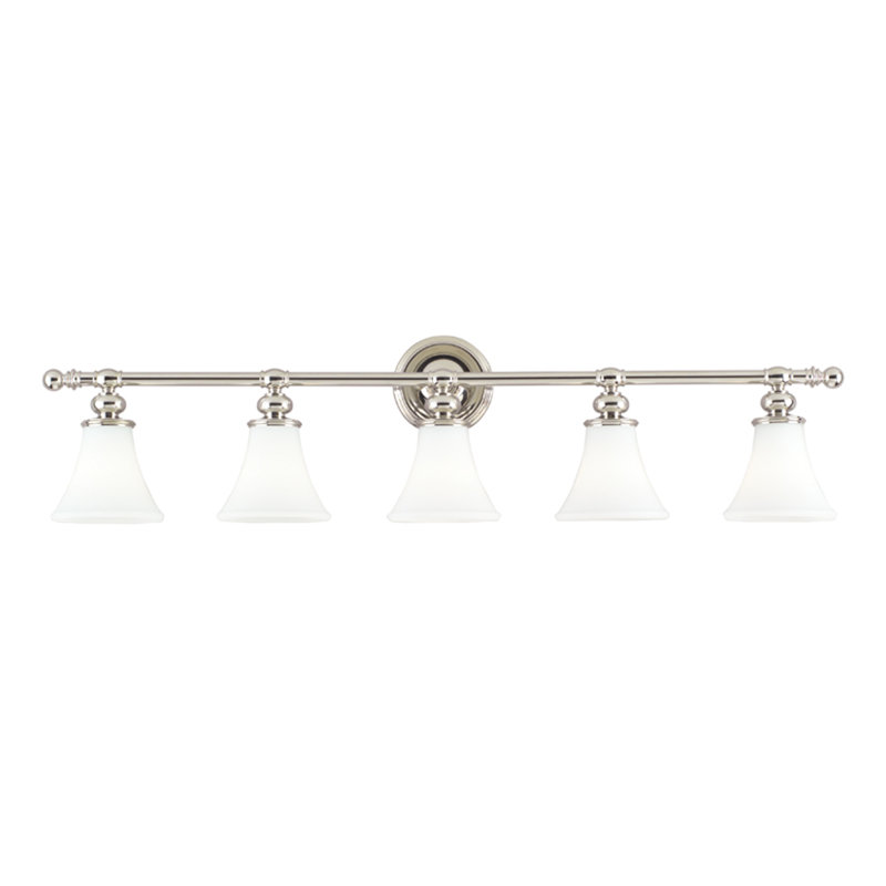 Barre d'éclairage de salle de bain 5 lumières Weston, Nickel poli
