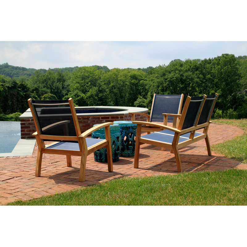 Barbados Outdoor Teak Lounge Chair, Canvas Navy Sunbrella® Canvas