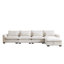 Grand canapé modulaire en velours côtelé en forme de L, canapé profond avec repose-pieds de rangement et 4 coussins de taille-115300423