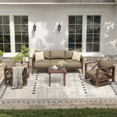 5 - Person Outdoor Aluminum Conversation Set with Swivel Chairs
