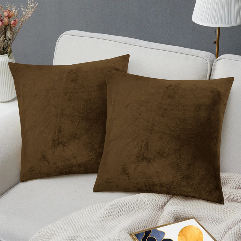 Heavy Crushed Velvet Cushion Cover, Brown