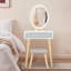 60cm Desktop Dressing Table With Led Lighted Mirror, Makeup Vanity Desk With Stool and Drawer-126882346