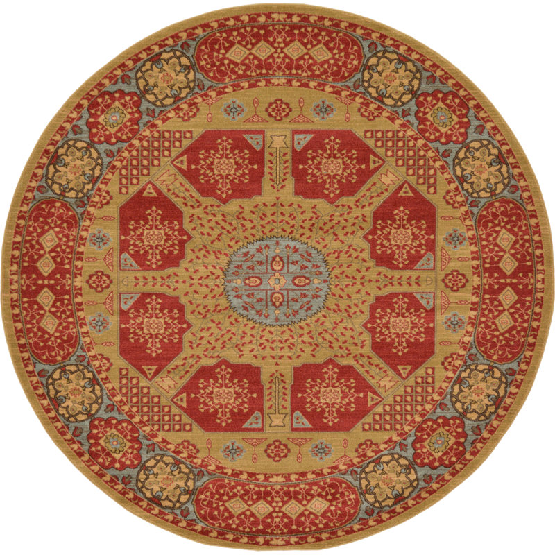 Tapis oriental rouge Ophelia, Rond 3 pi 3 po