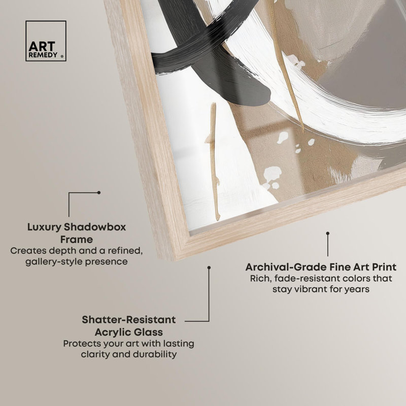 «Harmony of Neutrals Kitchen Decor Shadowbox» par Art Remedy, H 25 po x l 25 po, Crème, crème