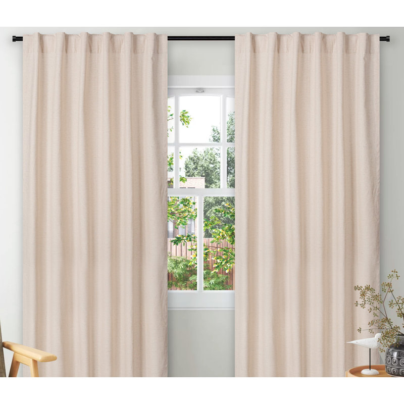 Rideaux en lin de coton naturel, Brun clair naturel