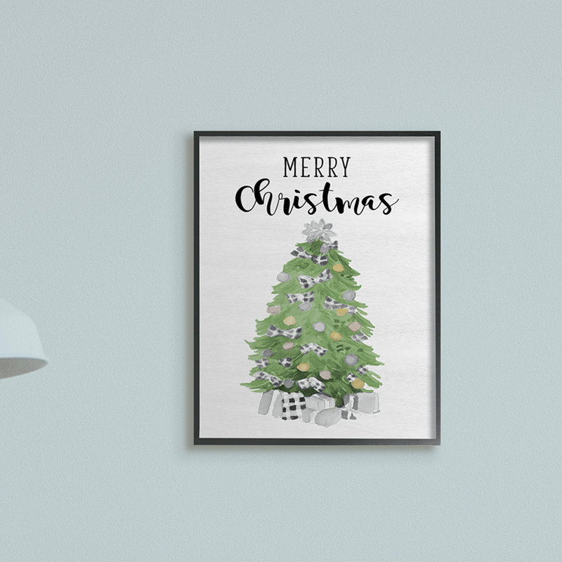 «Charmant doux sapin vert Merry Christmas Text» par Lanie Loreth - reproduction d'art textuel, H 30 po x l 24 po x 1,5 po