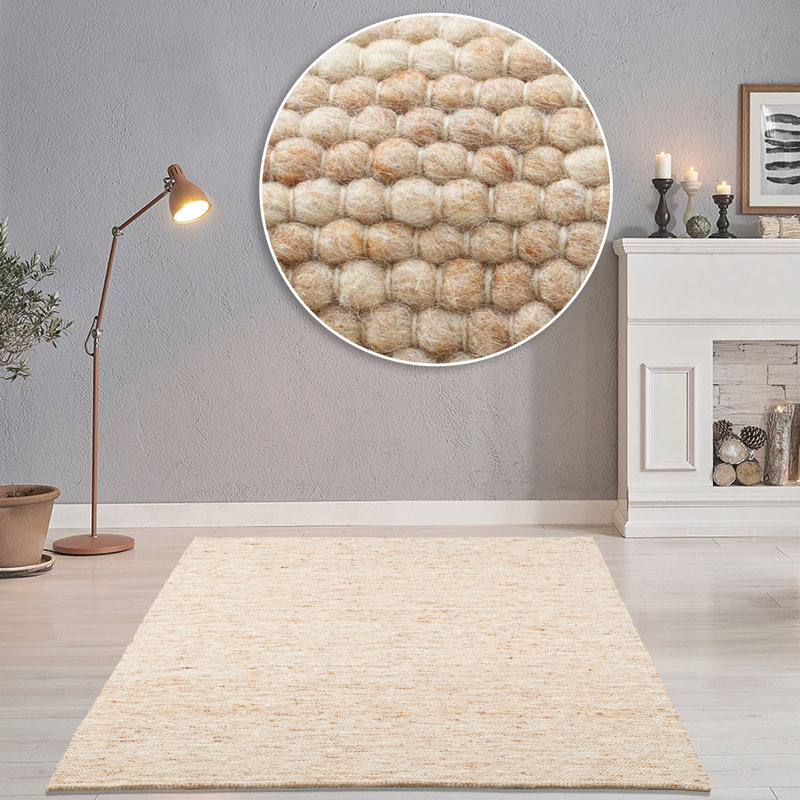 Hand Woven Wool Dark beige Indoor Rug, Rectangle 120 x 180cm