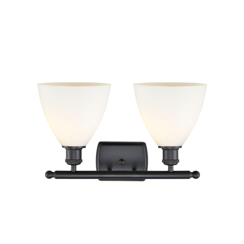 Éclairage pour meuble-lavabo 2 lumières Shauna, Blanc mat, Incandescent, Noir mat
