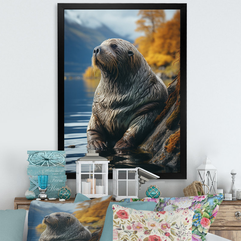 Morse des reflets côtiers sur toile, Cadre simple noir, H 40 po x l 30 po x P 1,5 po