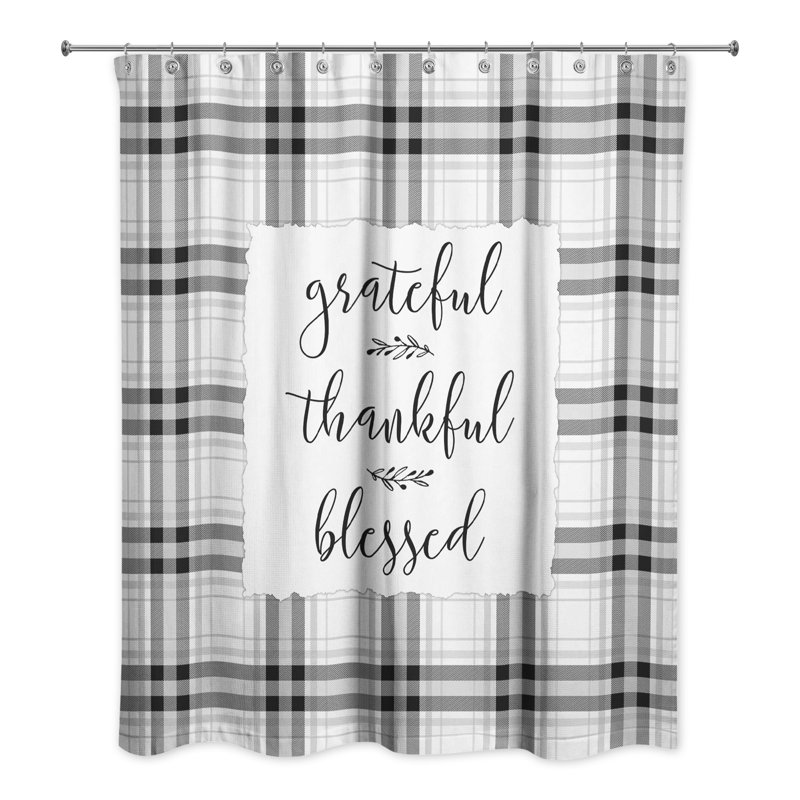 Genevieve Grateful Thankful Blessed Single Shower Curtain