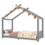 Structure de lit simple en forme de maison avec lattes de support pour enfants, structure de lit en bois massif avec structure d'ouverture, plate-forme de lit de jour à profil bas pour filles, sans sommier, gris-687035747