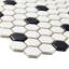 Metro 1" Hex Matte White with Black Dot 10-1/4" x 11-7/8" Porcelain Mosaic Tile