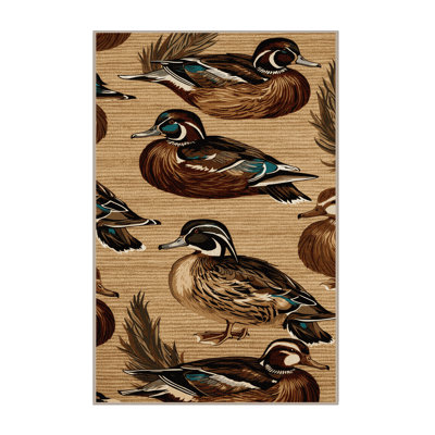 Washable Wood Duck Birds Area Rug