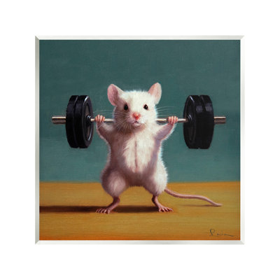 Weight Lifting Mouse Wall Plaque Art by Lucia Heffernan