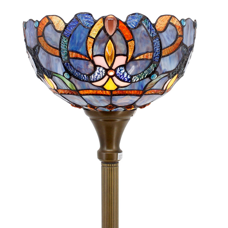 Cowley 66'' Bronze Antique Arched/Arc, Torchiere, Tiffany Floor Lamp