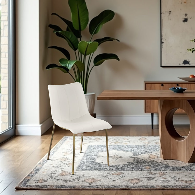 Isla Tufted Side Chair, Off-White Vegan Leather