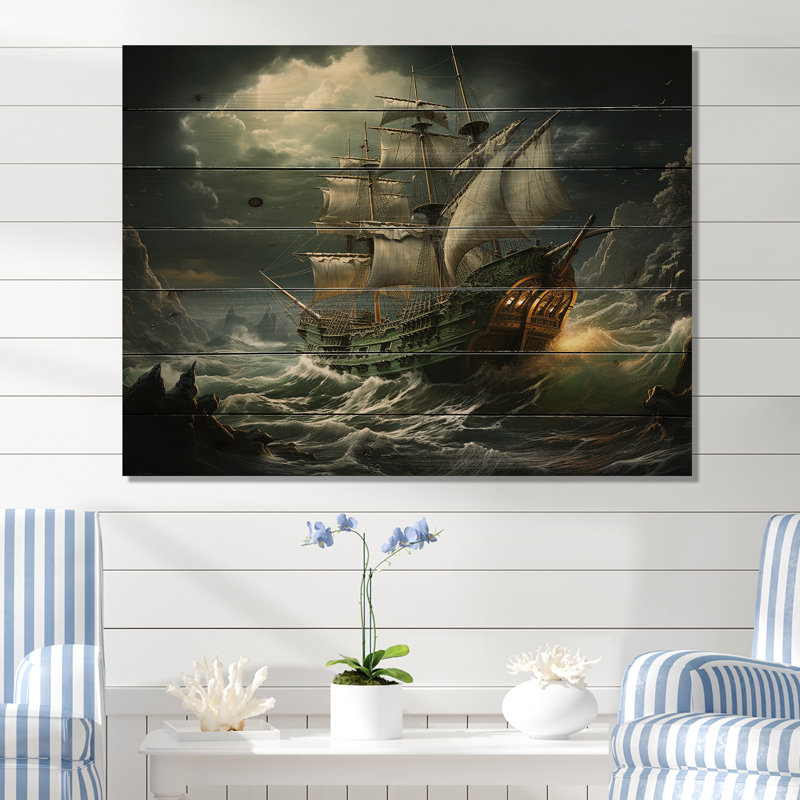 Pirate Sea Sovereigns - Art sur bois de pin naturel, H 30 po x l 40 po