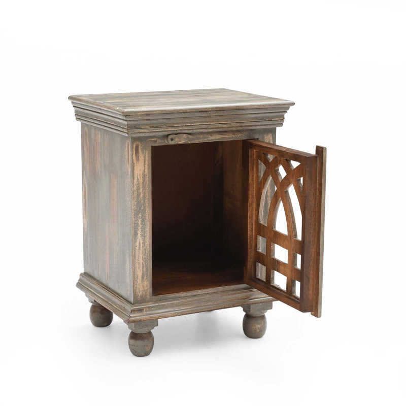 Table de chevet en bois gris antique