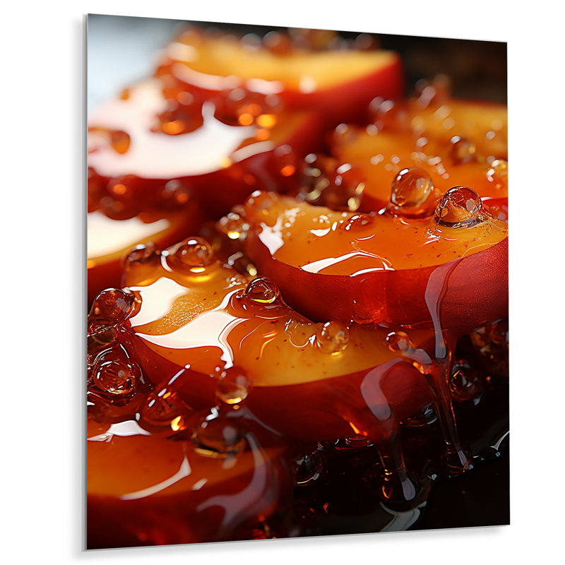 Juice Peach Fruit Delight 3 - fruits, art mural en métal, H 40 po x l 30 po x P 1,5 po