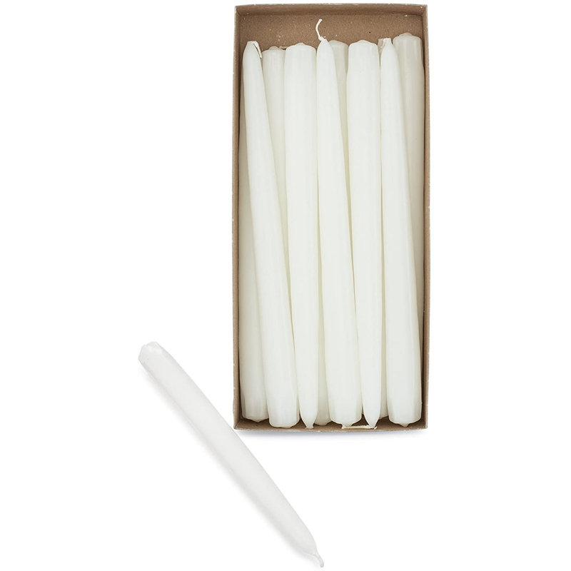 12 chandelles coniques non parfumées 12 pièces, Blanc, H 12 po x l 0,875 po x P 0,875 po