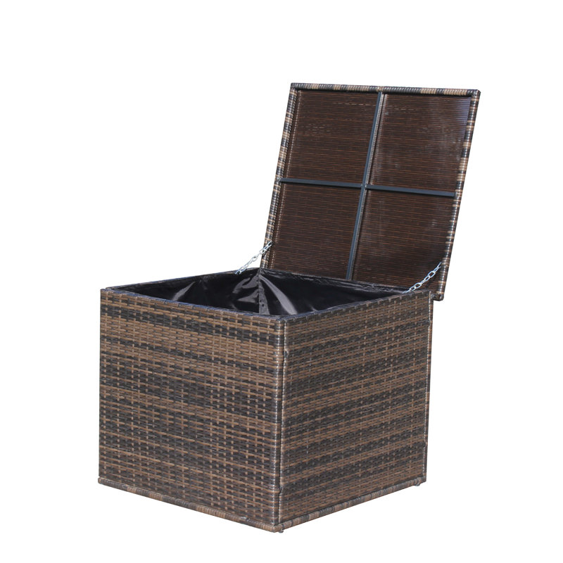 Wicker Patio Furniture Storage Box (Brown )