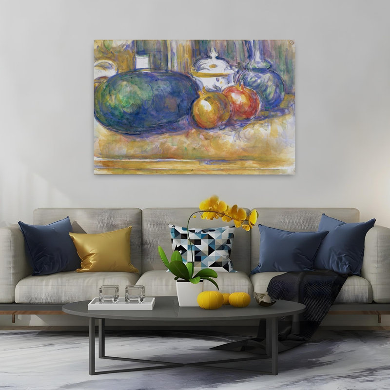 Nature morte à la pastèque et aux grenades, 1900, impression murale contemporaine abstraite impressionniste représentant des fruits