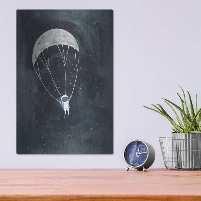  «Parachute Moon» par Rachel Nieman, art mural en métal, 12 po x 16 po