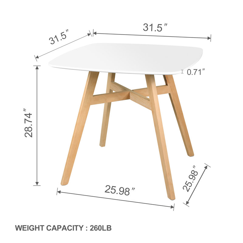 White Square MDF Top Dining Table with Beech Cross Legs