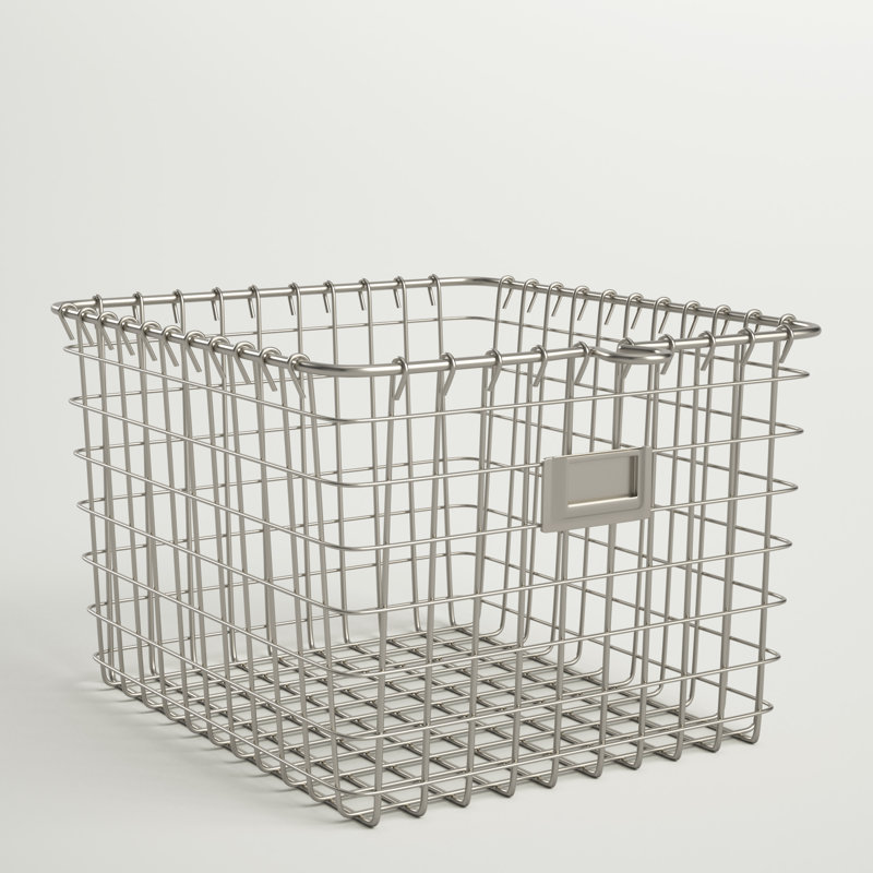 Panier en métal / métal Albie, Nickel satiné, H 8 po x l 12 po x P 11 po, 1