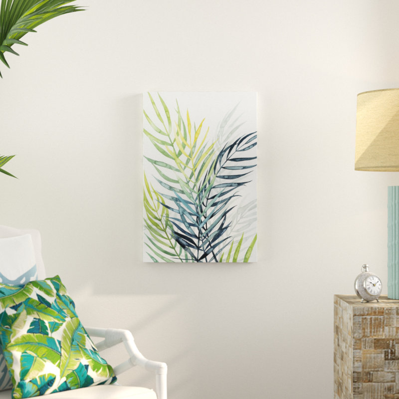 Sunset Palm Composition II by Grace Popp - Painting, 122cm H x 81cm W, Black Floater Framed
