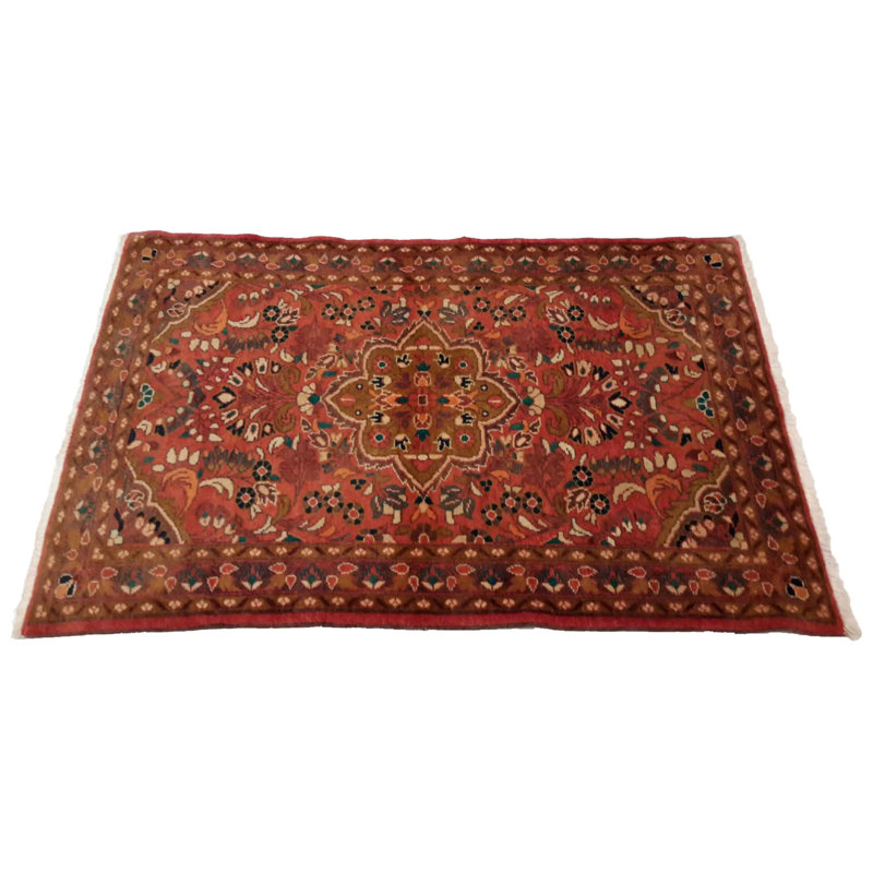 Tapis rouge / brun en coton 3 pi 7 po x 5 pi 3 po Onofredo