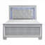Pour lit double de luxe pour chambre principale de luxe, lit tapissier argenté doux avec tête de lit à DEL