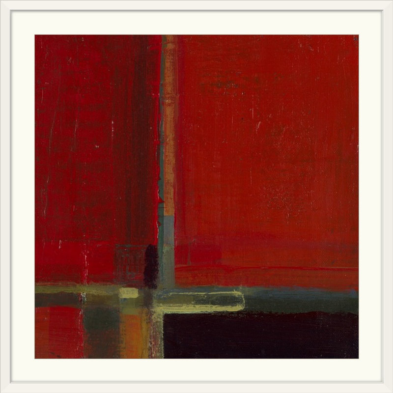 Perspectives in Red Print, 20" H x 20" W x 1" D, White Frame