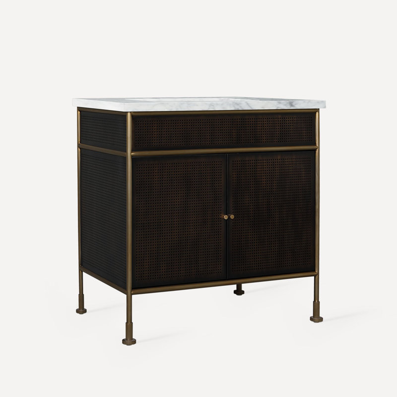 Meuble-lavabo L 36 po en laiton vieilli avec bronze antique Craft Series