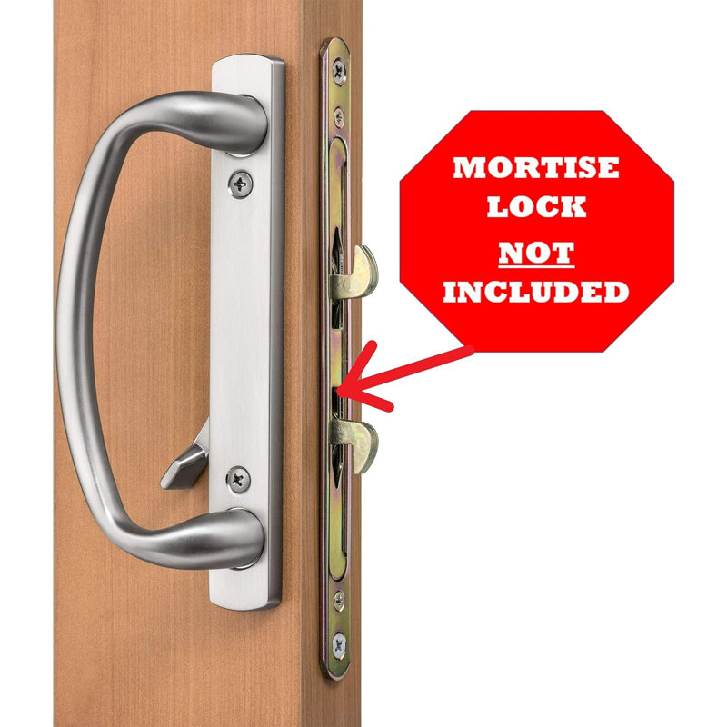 Charlotte Privacy Sliding Door Handles (Mortise Lock Not Included), Brushed Stainless