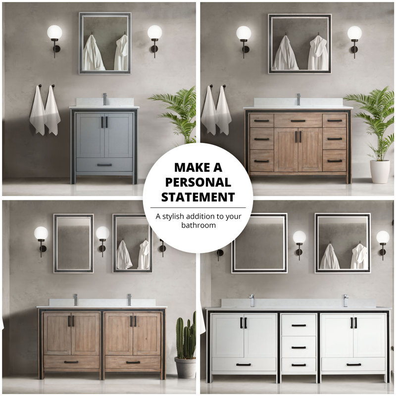 Ziva 60" White Freestanding Double Bathroom Vanity