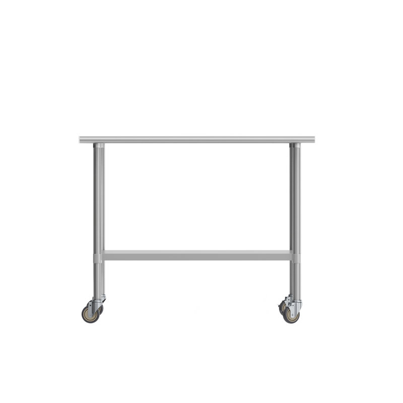 Table de travail commerciale en acier inoxydable de calibre 18 avec tablette et roulettes, H 34,5 po x L 48 po x l 24 po
