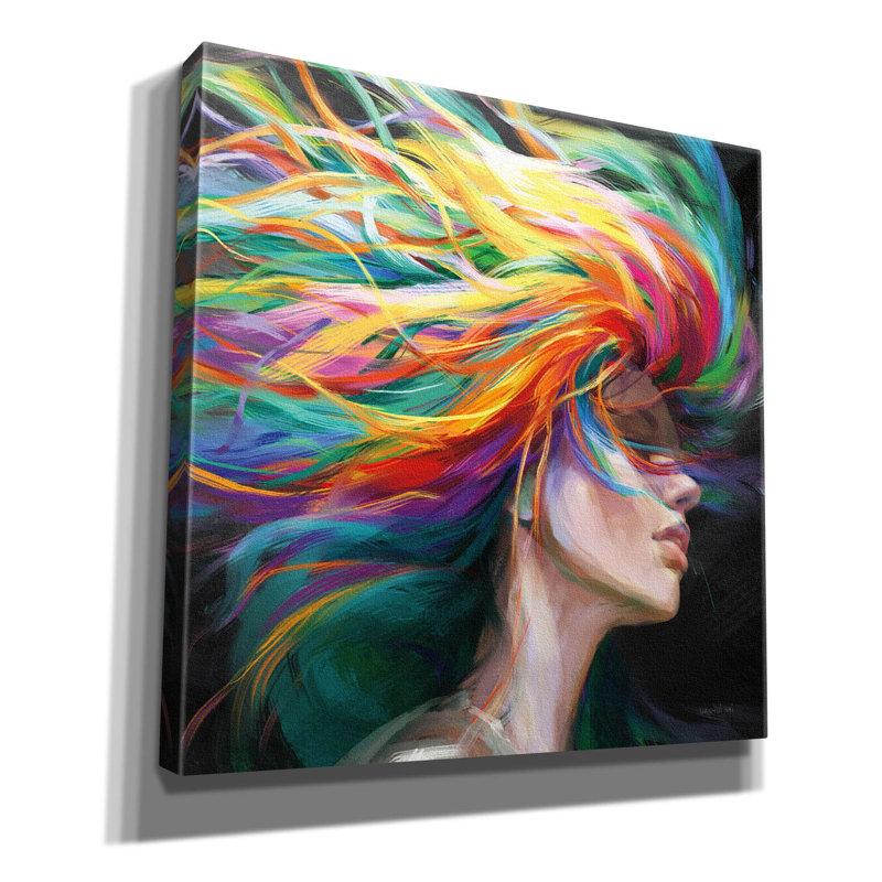 «Rainbow Hair» par Danhui Nai, art mural sur toile, H 12 po x l 12 po