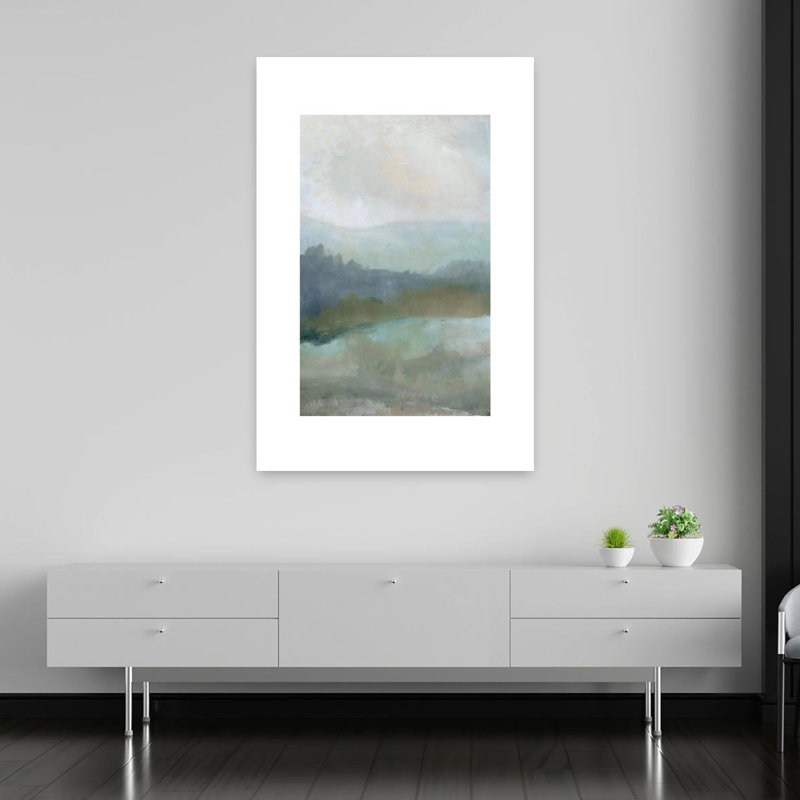 «Azure Valley I Abstract Contemporary Peaceful Landscape Nature», art mural, H 60 po x l 40 po