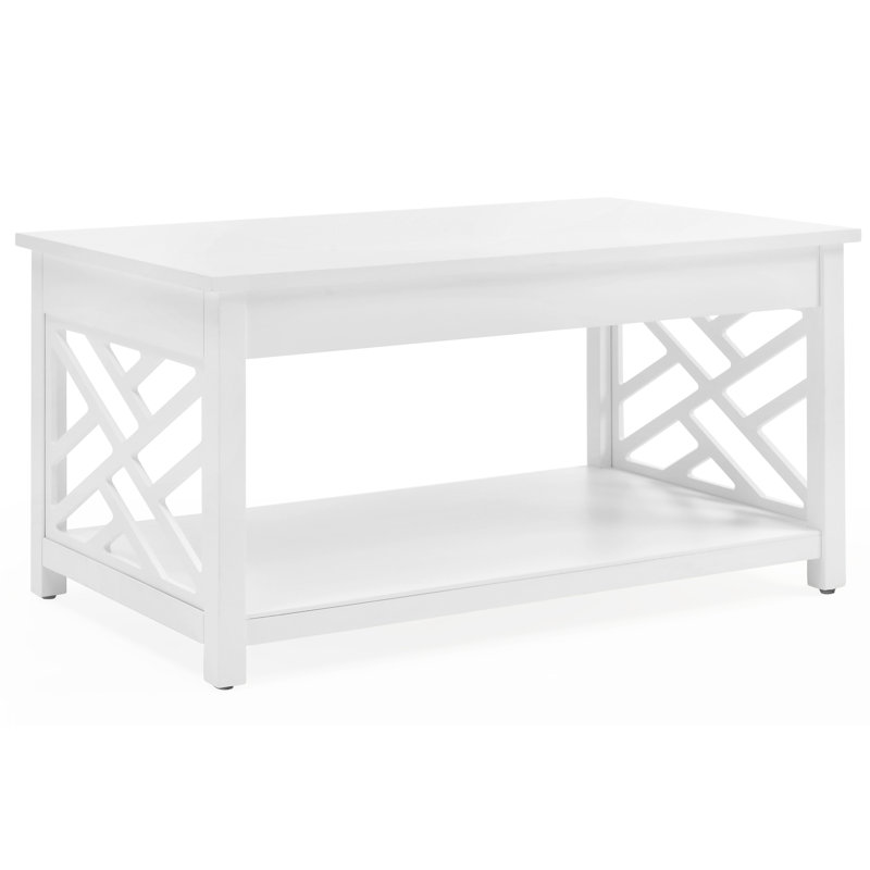 Four Leg Coffee Table with Storage, White