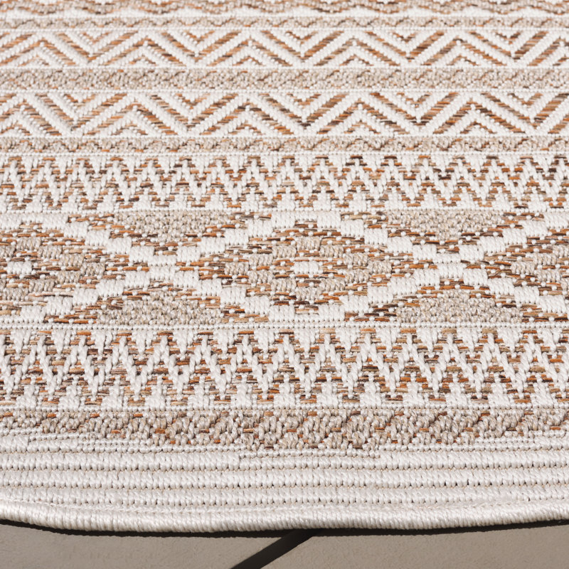 Tapis orange / beige Wicker 152, Rond 6 pi 7 po
