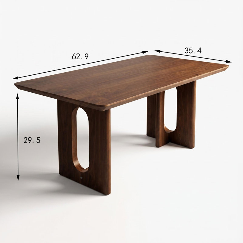 Rectangular solid wood dining table;