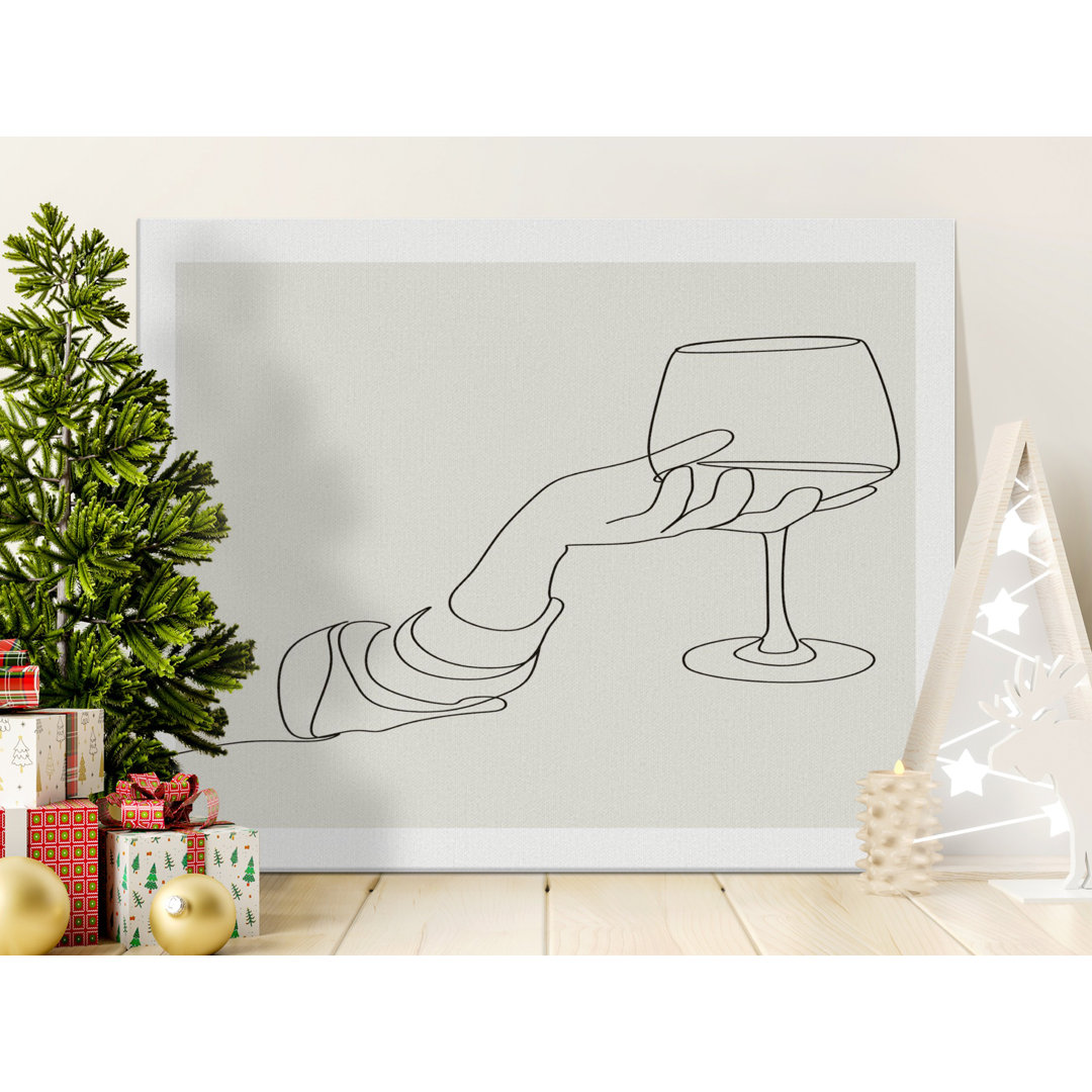 Modern Line Art Wine Glass Canvas Print