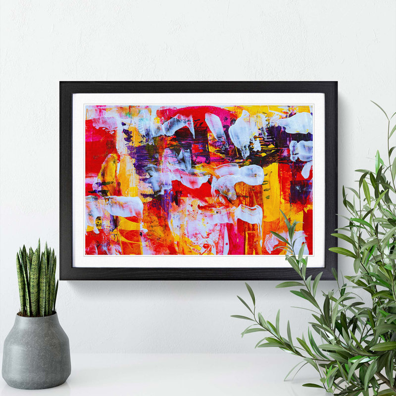 Abstract Art Painting Vol.350 by S.Johnson - Picture Frame Painting Print, 27cm H x 36cm W x 2cm D, Black Framed