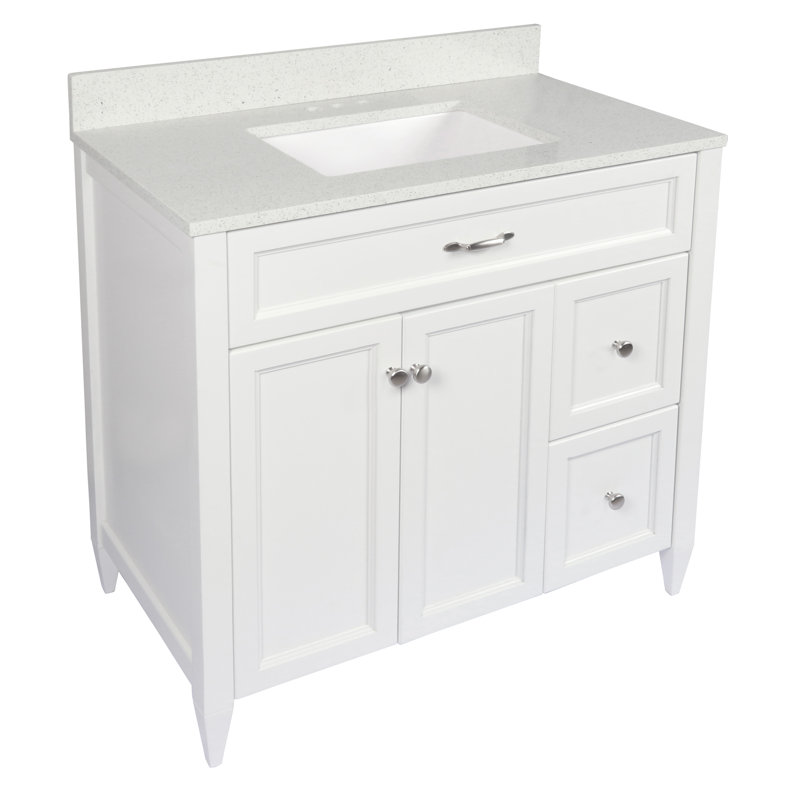 Ensemble de meuble-lavabo simple 37 po Biaunca, Blanc galaxie, Blanc