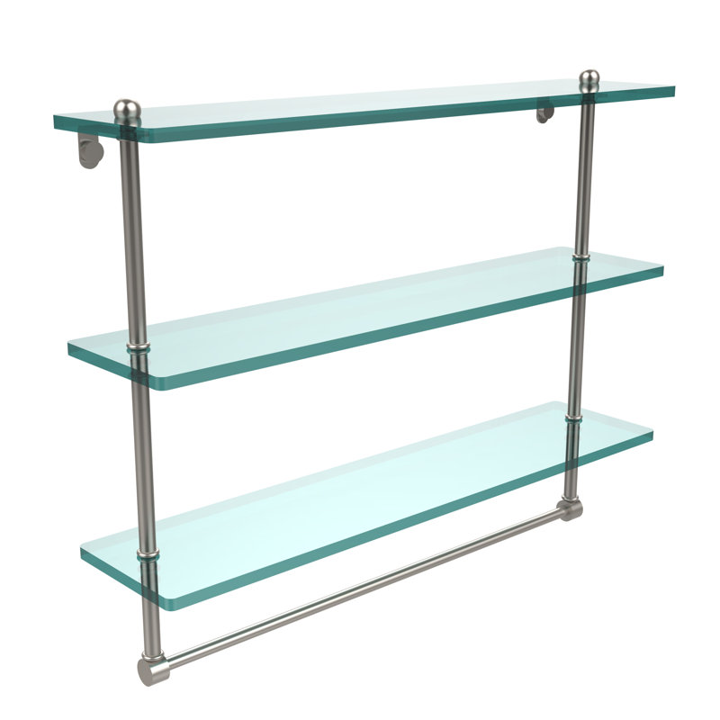 Gober 3 Piece Tiered Shelf with Towel Bar, 22", Satin Nickel