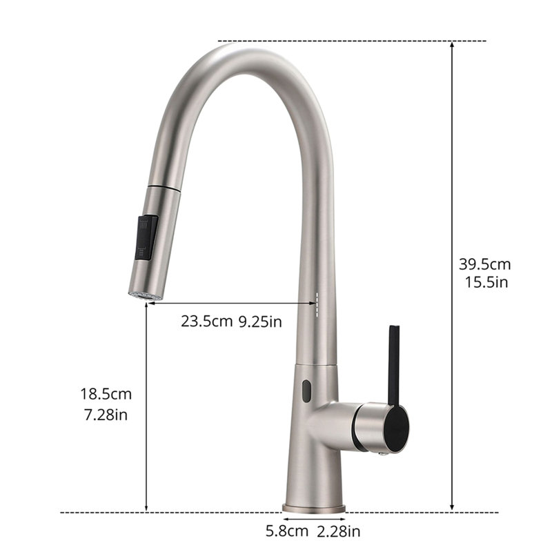 Robinet d'évier de cuisine Touchless, Argent